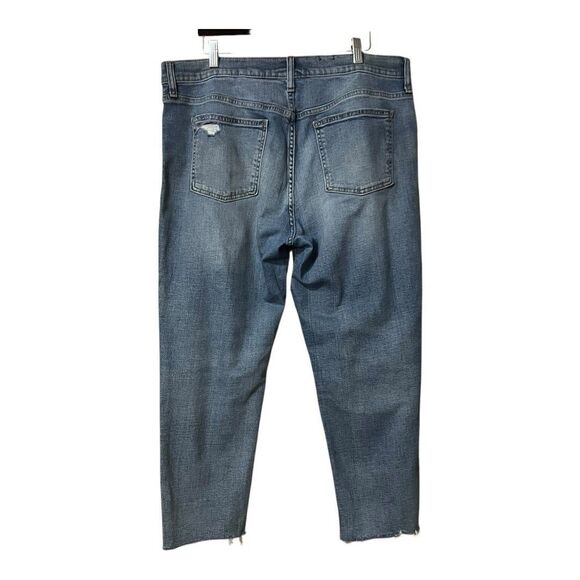Gap Womens Size 16 Blue Mid Rise Raw Hem Distressed Girlfriend Jeans - Picture 3 of 4